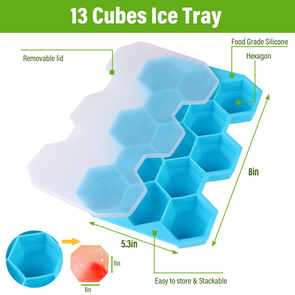 37 Cavity Honeycomb Ice Cube Trays Reusable Silicone Ice Cube Mold Bpa Free Ice Maker With Removable Lids Creative 13 Cavity