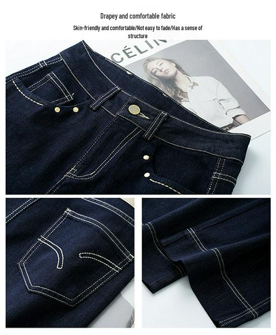 2025 Spring Women's Wide-Leg Denim Jeans - Loose Fit in Blue