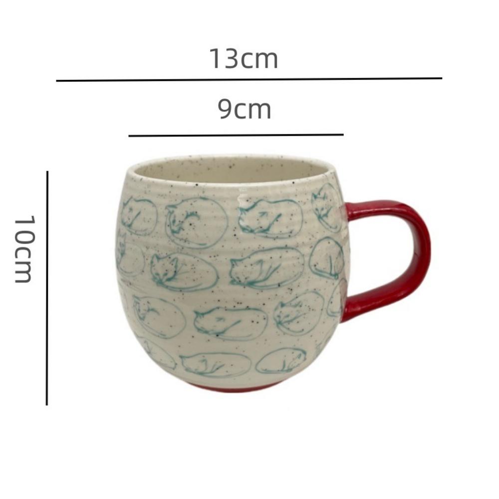 

Cute Cartoon Cat Ceramic Coffee Mug with Handle Porcelain Breakfast Cup for Tea Lovers Unique Kitchen Gift 301-400ml