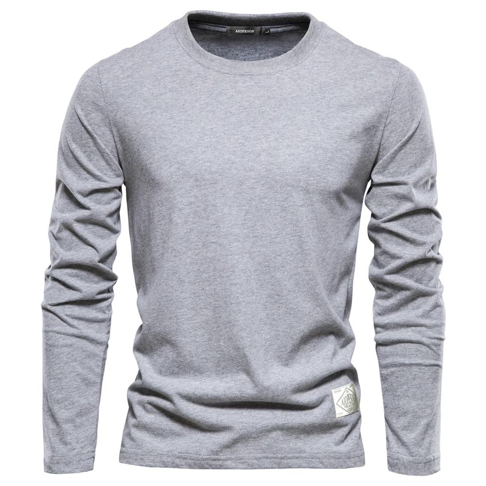 100% Cotton Long Sleeve T Shirt For Men Solid Spring Casual Mens T-Shirts High Quality Male Tops Classic Clothes Men'S T-Shirts