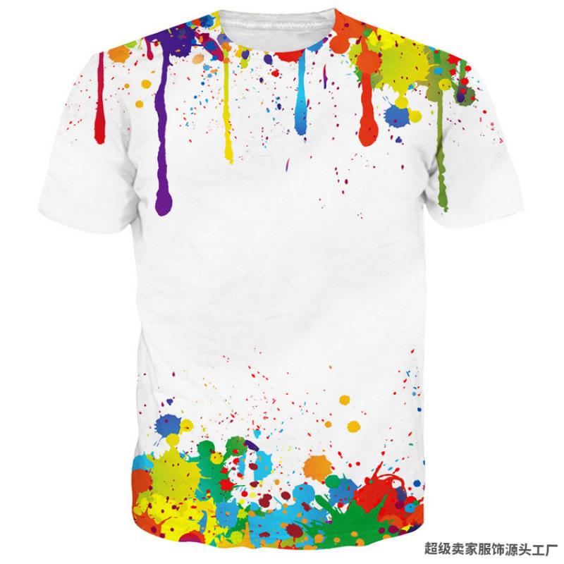 Herren 3D-Druck T-Shirt Buntes Muster Druck Kurzarm Rundhalsausschnitt Pullover Lässiges Oberteil