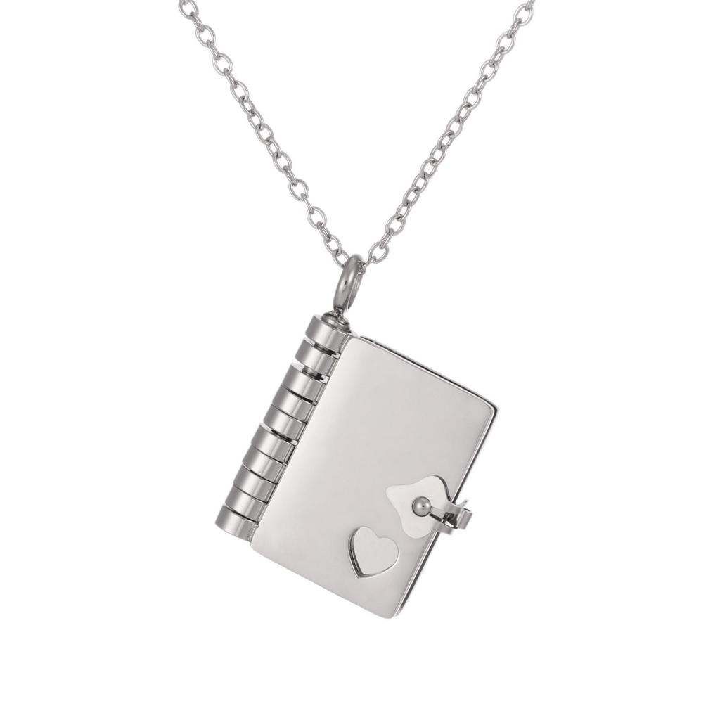 18K Gold Plated Stainless Steel Engravable Book Necklace Pendant for Couples