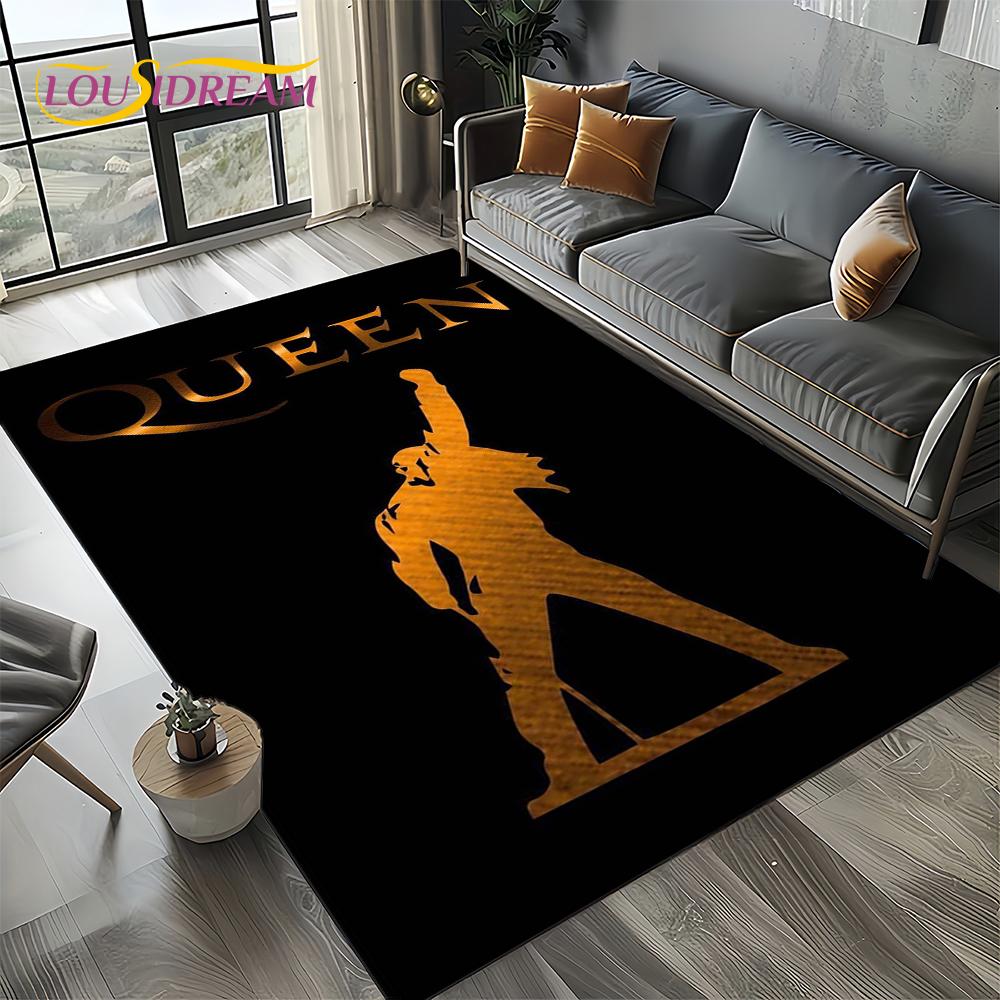 Klassiker Queen-Rockband Freddie Matta för Vardagsrum Sovrum Hem Soffdekoration, Barnområdesmatta Halkfri Golvmatta