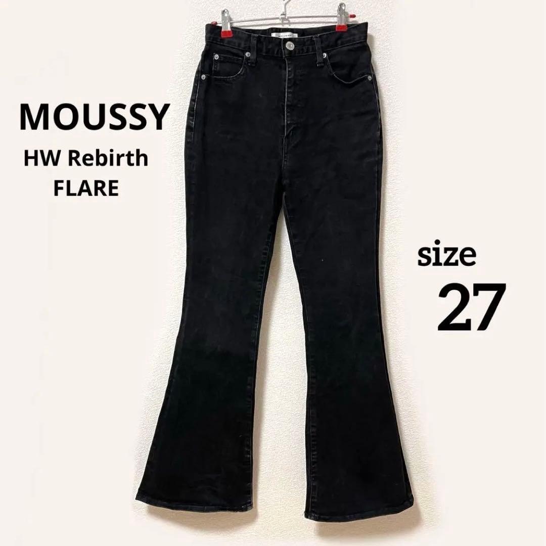 MOUSSY Rebirth High Waist Flare Denim Pants Black