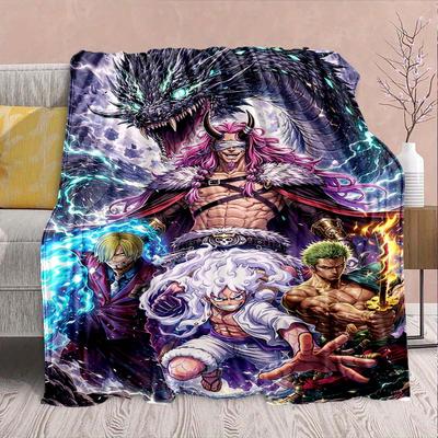 One Piece Anime Flannel Blanket - Soft Warm Perfect for Sofa, Bedding Camping Travel Office Home Decor -QJY