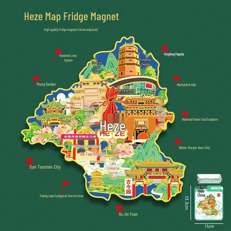 Binzhou Gelber Fluss Turm Magnet, Haifeng Pagode & Zhonghai Park. Kulturtourismus-Geschenk.
