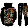 Hot Sale, Stylish 3D Skull Print Punk Sportswear, Pants Hoodie Couple Suit Street Trend