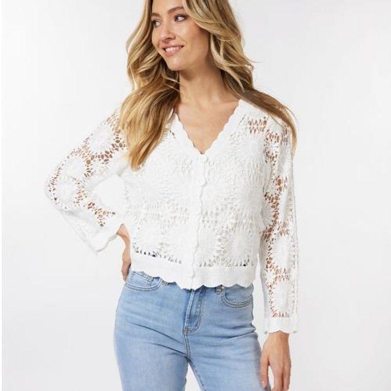 

Мода Осень Новое поступление V-образный вырез Однобортный Солнечный Крючком Вязание Вырез Кружево Кардиган Одежда для защиты от солнца Короткая верхняя одежда White S