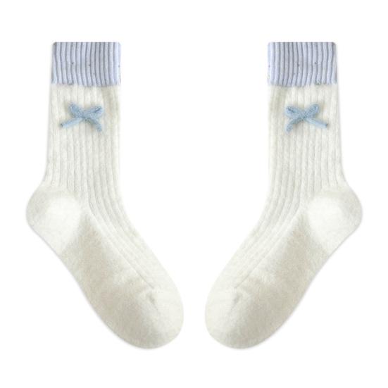 

Женские зимние носки до щиколотки в рубчик, теплые эластичные носки с бантом, дышащие утолщенные повседневные носки для дома, сна, ежедневных дел бежевый