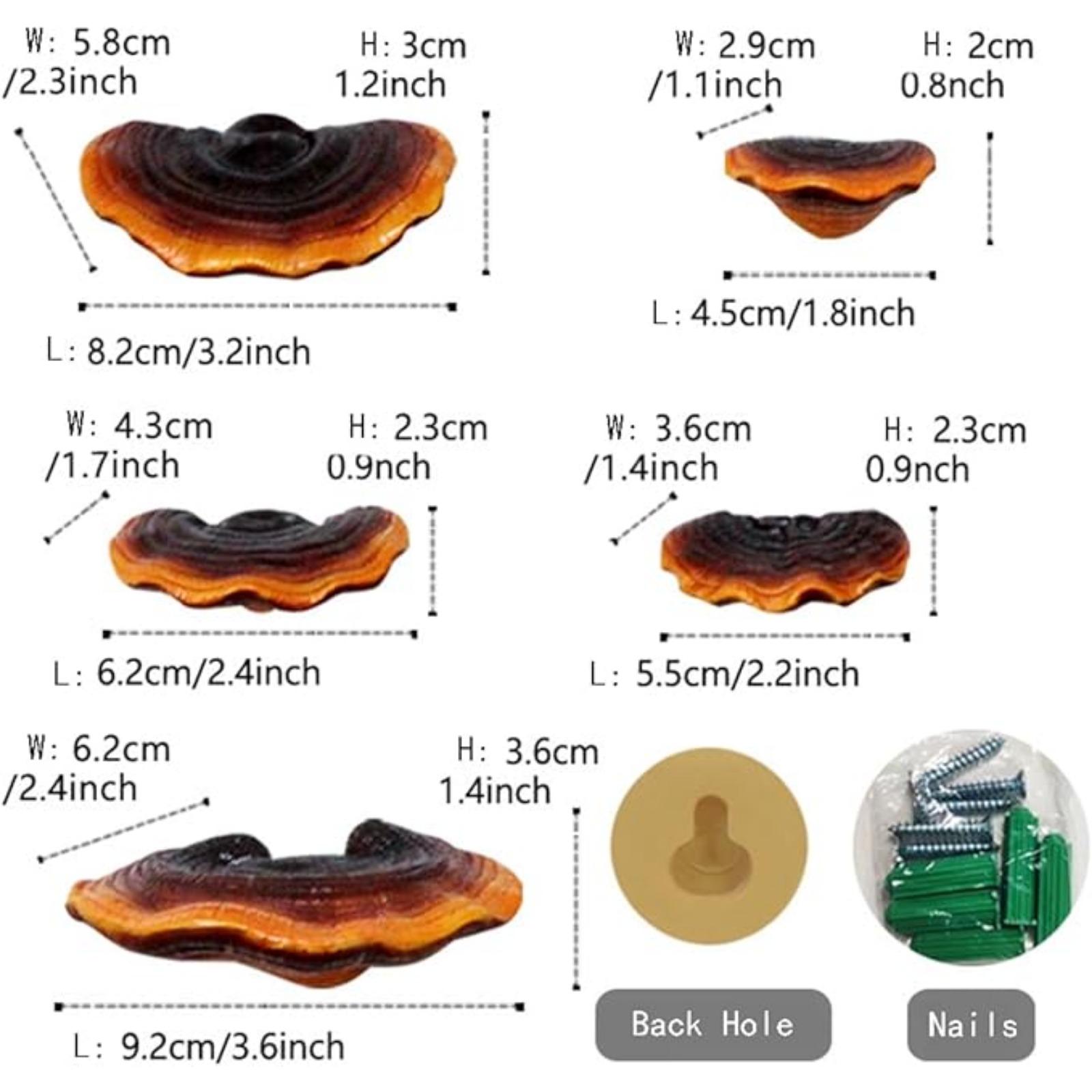 

5 шт. Реалистичная садовая грибная статуэтка Tree Hugger из смолы, глянцевая статуэтка Ganoderma, скульптура из дерева, причудливый сказочный садовый декор, украшения для патио на открытом воздухе