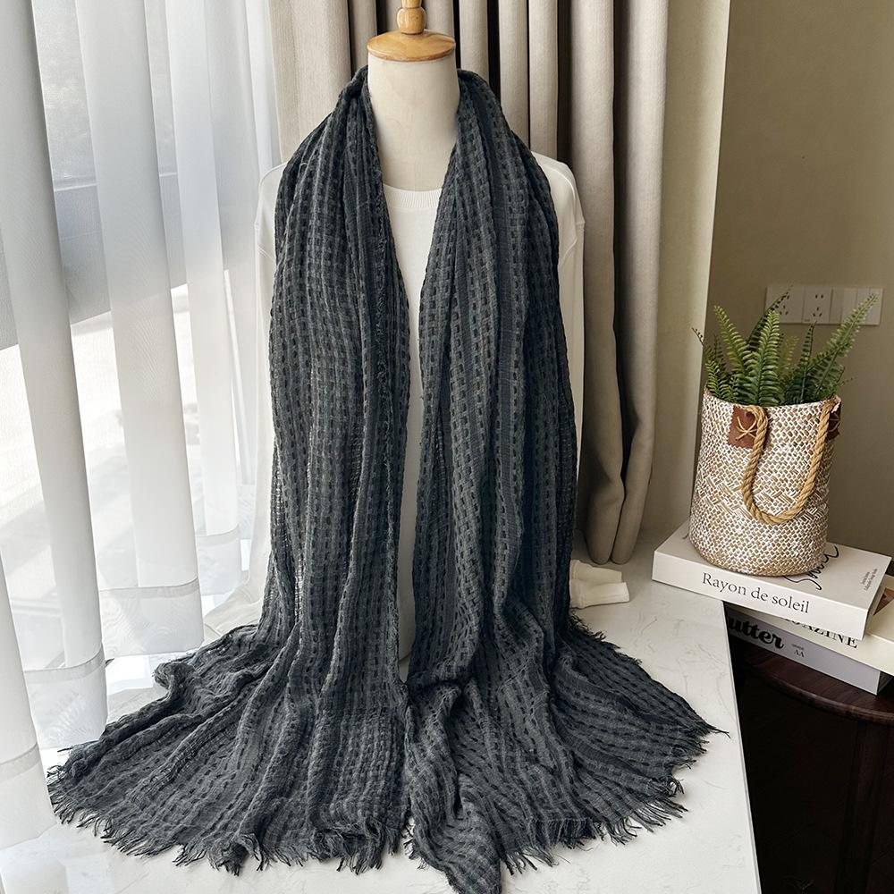 Plaid Acrylic Scarf Autumn and Winter Warm Men's Artistic Small Tassel Large Shawl Girls Sunshade Long Scarf