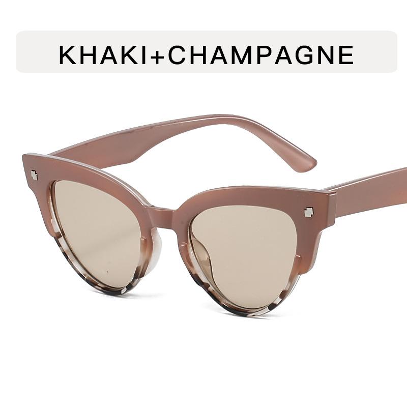 Cat Eye Shape Sunglasses Women Rivets Decoration UV Protection Men Sunglass Fishing Mountaineering Women's Sunglasses