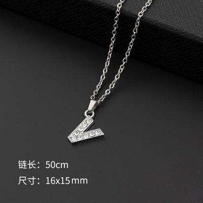 European And American- Jewelry Necklace With Diamond-studded English Letter Pendant Women's Stainless Steel Letter Necklace Jewelry Accessory