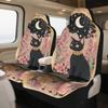 2pcs Decorative Celestial Feline Elegance Print Car Seat Covers | Universal Fit For SUV Sedan Truck, Stylish Washable Polyester