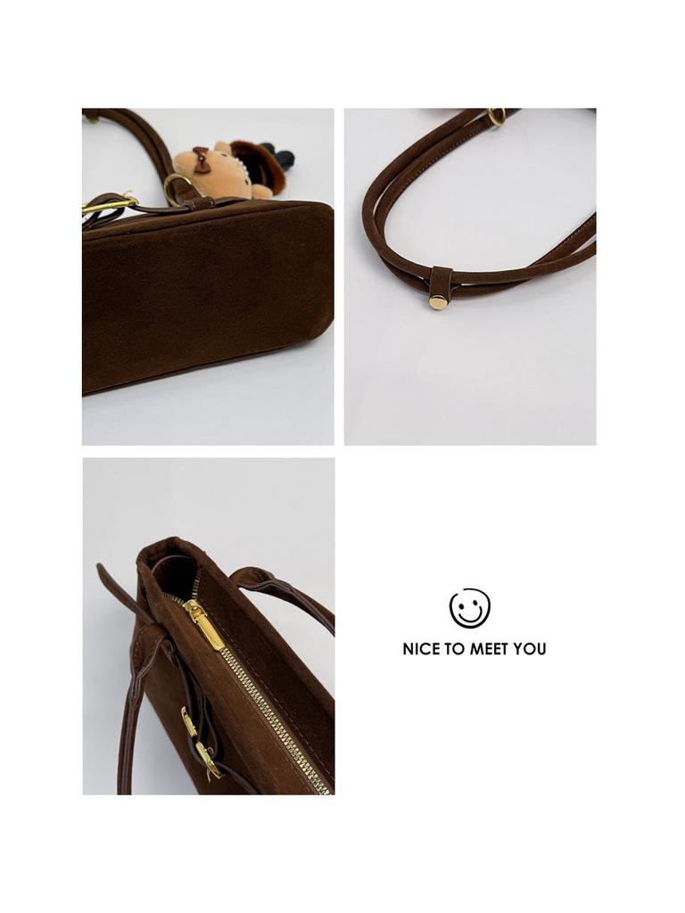 Women's Luxury Suede Shoulder Bag - Retro Matte Design, French-Inspired Baguette for Autumn/Winter
