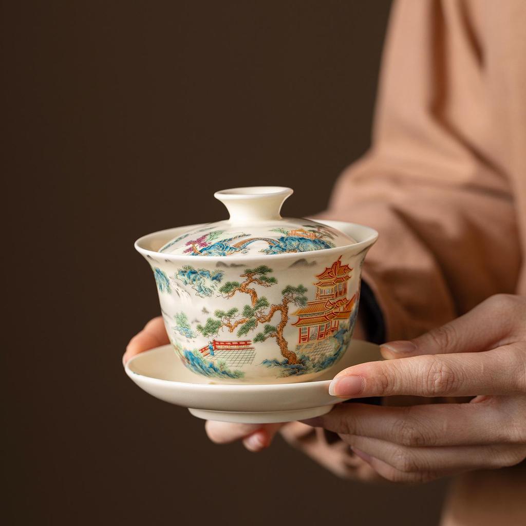 Gaiwan Teacup & Master Kung Fu Tea Set - Palace Museum Inspired Ceramic Collection