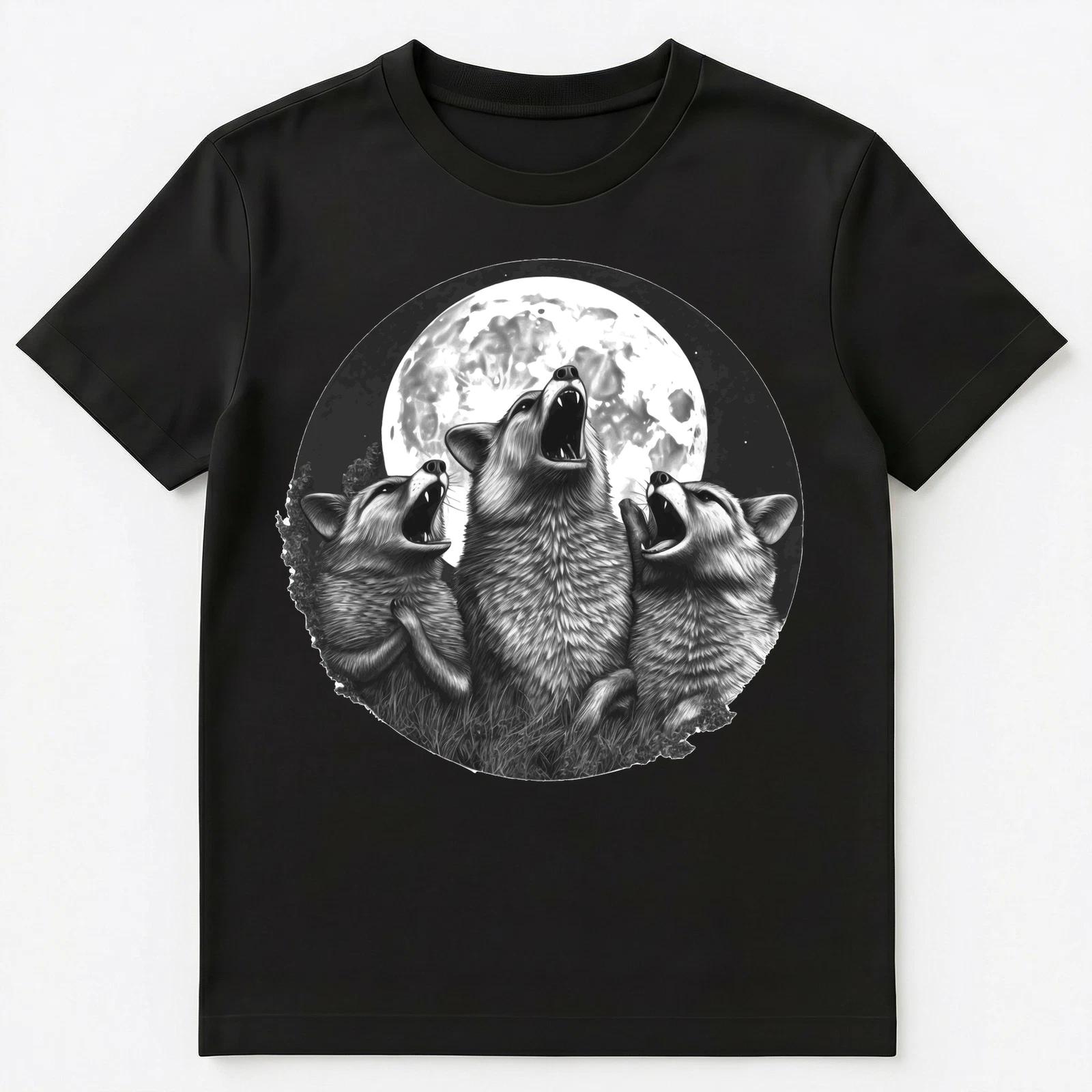 3 Cute Raccoons Howling At The Moon Unisex T-Shirt 2XL