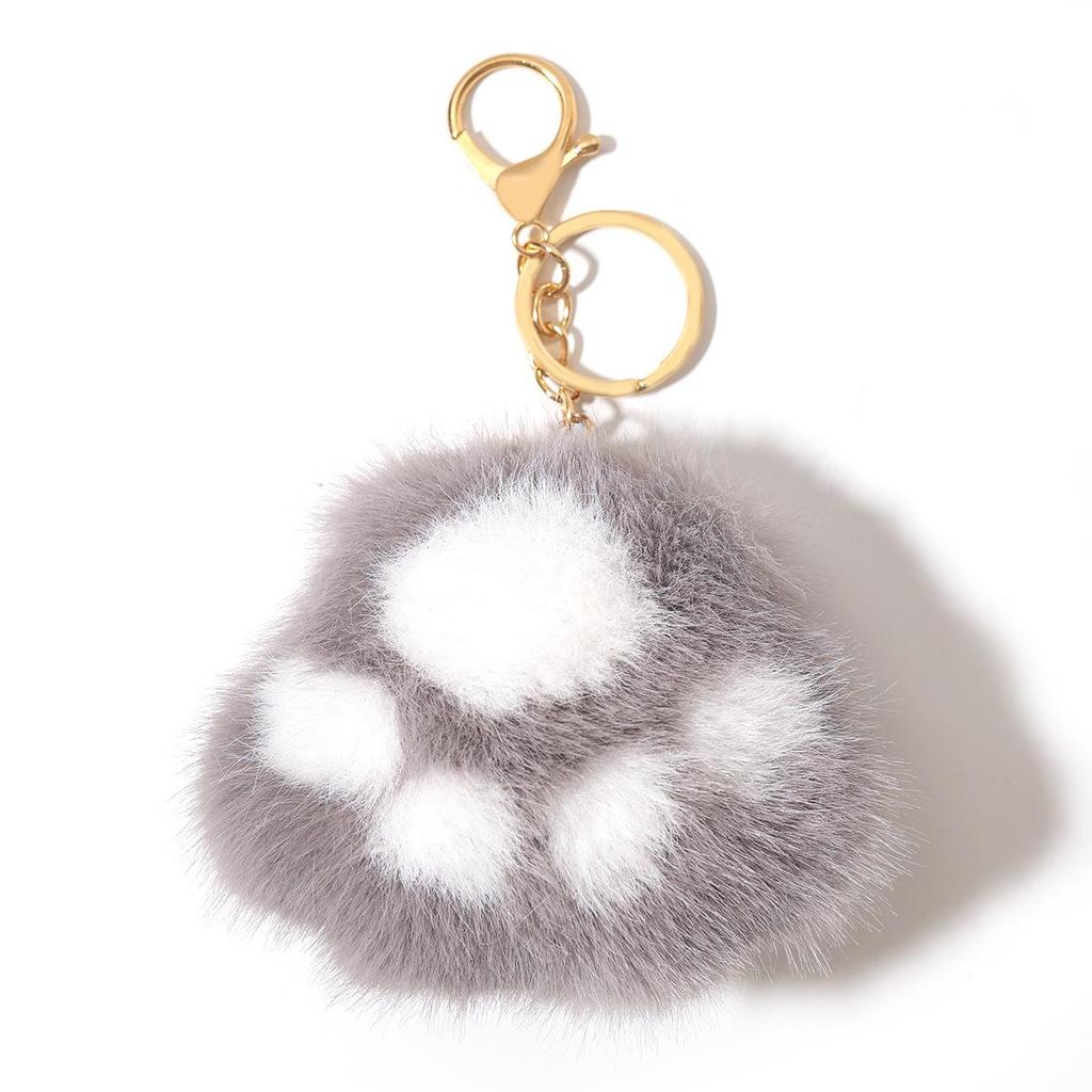Duoling Mink Fur Kitten Paws Keychain: Cute Plush Handbag & Car Decoration, Small Gift