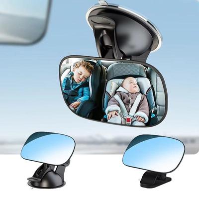 Car Rearview Mirror Interior Wide Angle Safety Mirror For Dashboard Windshield Sun Visor Plate Auxiliary Observe Baby Mirror 360° Rotatable Adjustable