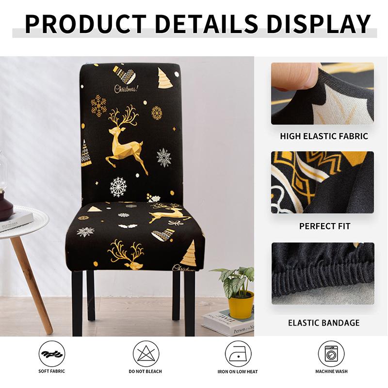 34 Color Christmas Chair Covers Dining Room Stretch Seat Protector Chair Covers for Kitchen Office Hotel Banquet Ceremony Party 2/4/6 Pieces