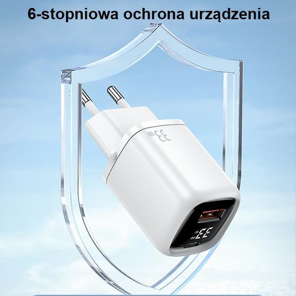 Usams Ład. Siec. 1Xusb-C+1Xusb T46 33W(Only Head) Pd3.0 +Qc3.0 Fast Charging Biały/White Cc152Tc02 (Us-Cc152)