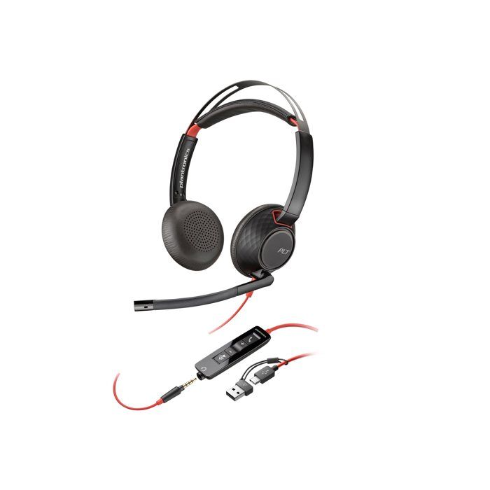 Micro-casque - filaire - jack 3,5mm, USB-C - HP Inc. - Poly Blackwire 5220 - Micro-casque - sur-oreille - filaire - jack 3,5mm, USB