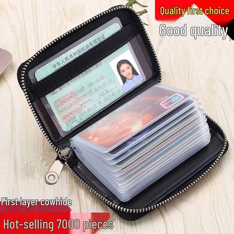 2025 Genuine Cowhide Unisex Compact Anti-Magnetic Card Holder & Document Sleeve