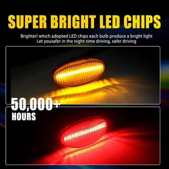 4x Clear Side Bumper Marker Lights Amber Red LED For 2010-14 Ford F-150 Raptor A
