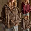Dámská mikina s leopardím vzorem a polovičním zipem Módní Stojáček Dlouhý rukáv Oversized Volný Pulovr Mikiny Vintage Mikiny s kapucí
