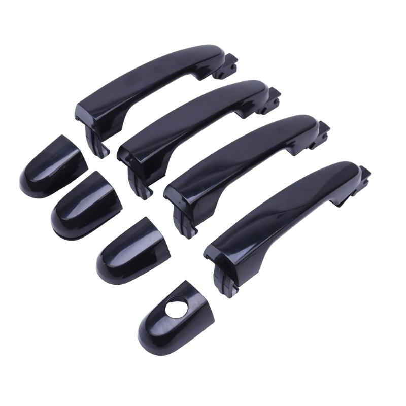4Pcs Car Door Handle Set with Black Exterior Pieces Referencing 82651-1F010, 82661-1F010, 83651-1F010 and 83661-1F010 for Position Matching