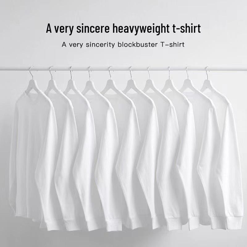 Unisex Cotton Long Sleeve Loose Fit Round Neck Shirt - Spring/Autumn Solid Color T-Shirt