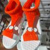 Women's Plus Size Lightweight Woven Slippers - Thick-Soled, Wool, Round-Toe Sandals, European & American Casual Style
