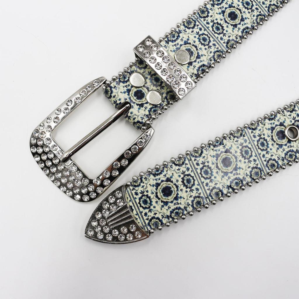 Rhinestone Ethnic Print Punk Bohemian Y2K Couple Belt