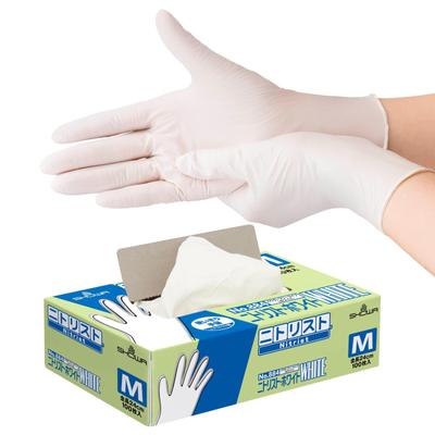 Rukavice Showa Sanitation Law Nitrist White 100 kusů M velikost 1 krabice Pro levé i pravé použití Jednorázové [nitrilové rukavice/vyhovující potravinám] č.884