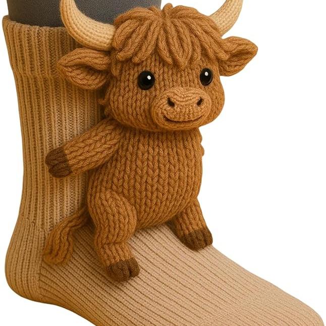 גרבי חיות תלת-ממדיות סרוגות גרבי עצלן מחבק סרוגות ביד למגרב חג המולד נשים