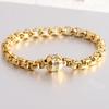 Street Trendsetter Rap Personality Versatile 7MM Square Round Bead Stainless Steel Bracelet 18K Gold