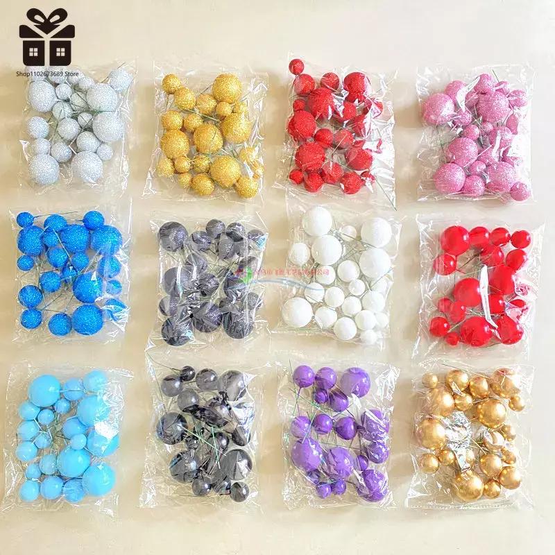 20PCS Cake Topper Ball Set 2cm-4cm Spheres DIY Birthday Cake Decoration for Party Celebrate Wedding Glitter Balls
