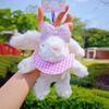 Cute Bow Sequin Plaid Scarf Rabbit Cartoon Plush Toy Bag Pendant Gift For