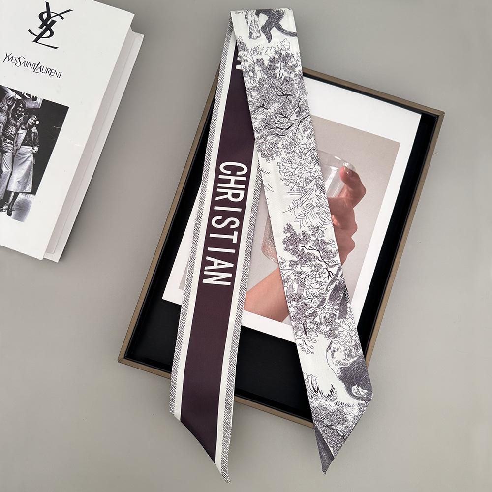 D Family New Lemur High-End Twill Scarf: Imitation Silk Ribbon for Hair, Bags, and Accessories.