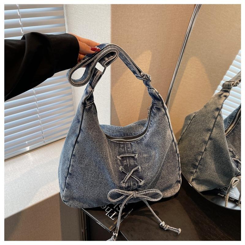 

Джинсовая сумка-тоут большой вместимости женская новая сумка на плечо сумка на плечо с цепочкой универсальный рюкзак для выхода светло-синий