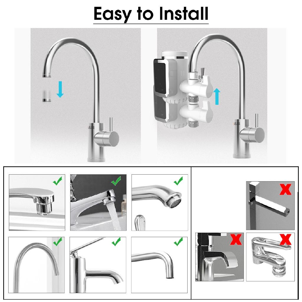 220V 50Hz Kitchen Electric Hot Faucet Water Heater Cold Heating Faucet Tankless Digital Instantaneous Water Heater Water Tap