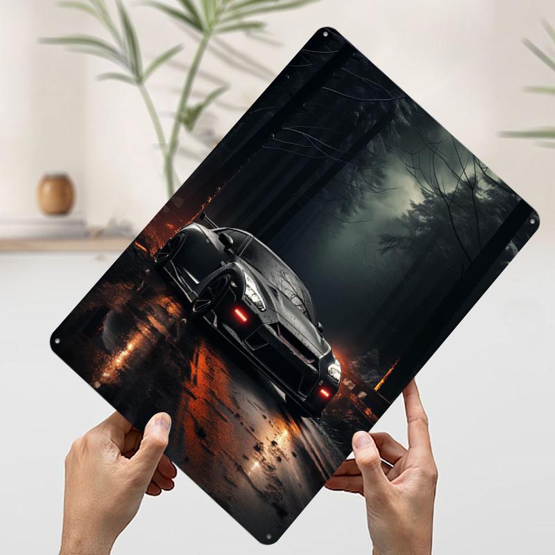 Sports Car GTR R Printed Poster Customized Wall Art Retro Vintage Metal Tin Signs for Home Decoration Bedroom Decorations Room