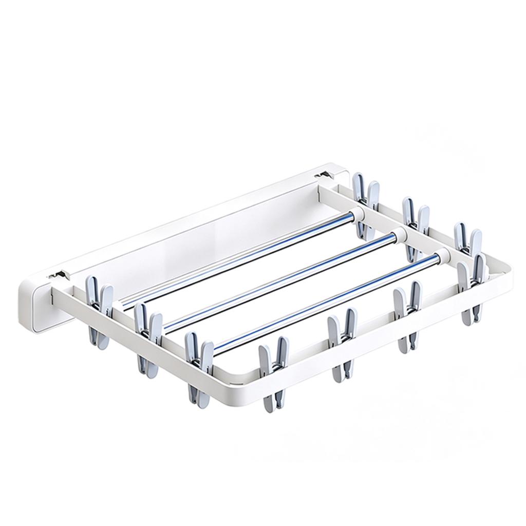Folding Drying Rack Wall Mounted Drying Clip Windproof Sock Folding Clothes Dryer Racks Hanger Household Clothes Clotheslines