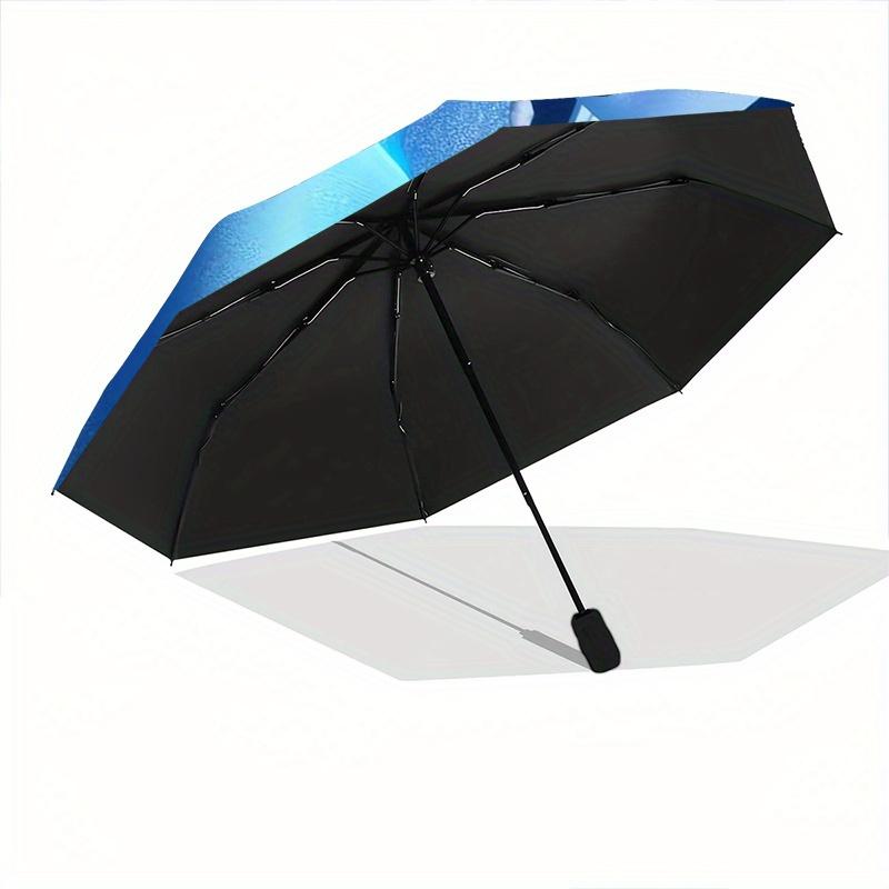 Elsa Queen of Ice Crystal Magic Cartoon Umbrella, Portable 3-Fold Compact Umbrella, Suitable for Camping, Hiking and Travel, Ideal Easter Bi