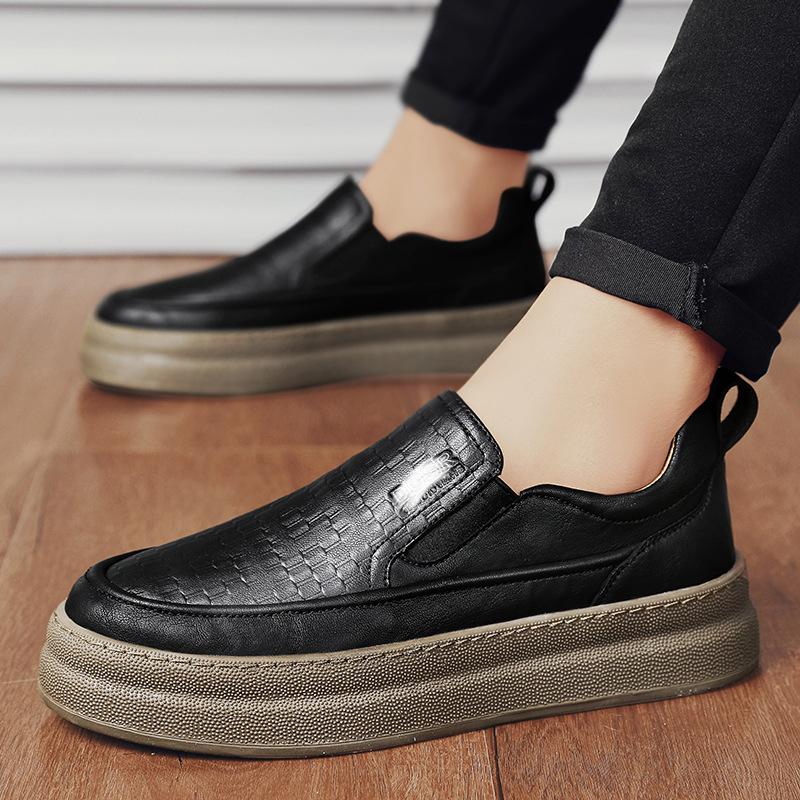 Men's shoes autumn new thick baseplate shoes autumn new one-pedal casual leather shoes white shoes