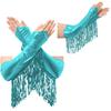 Adult Elbow Length Fingerless Gloves: Sparkling Sequined Tassel Design, Metallic Shiny Stage Opera Cosplay & Party Mittens