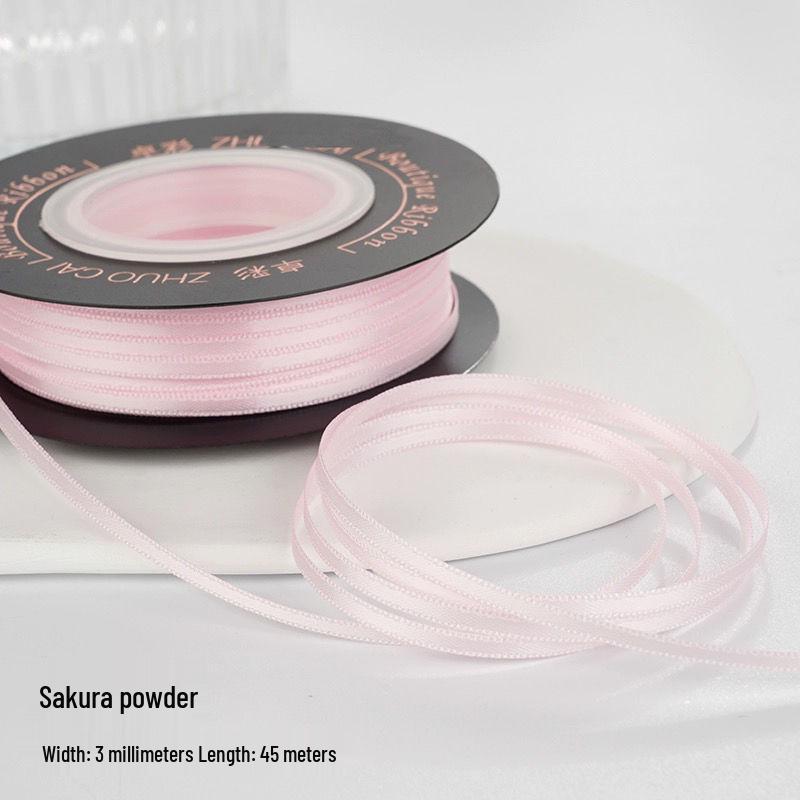 

Узкая атласная лента 3 мм для бантов своими руками, рукоделия и упаковки