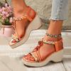 Fashion Comemore Summer Wedges High Heel Sandals Bohemian Style Fashion Ethnic Elastic Band Sandales Femmes Casual Platform Sandalias