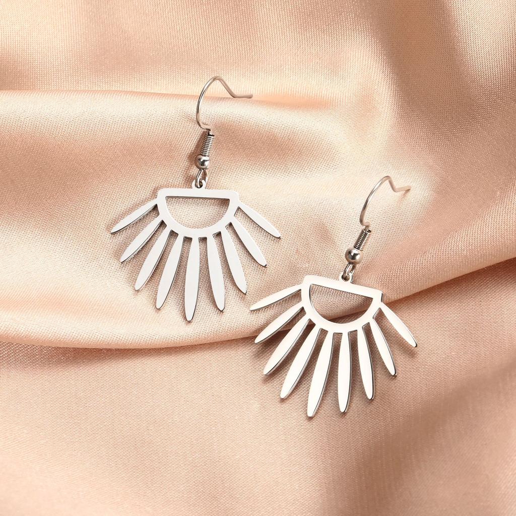 Geometric Sun Earrings Gold Color Stainless Steel Dangle Earrings Bohemian Jewelry Birthday Gift for Women Girls