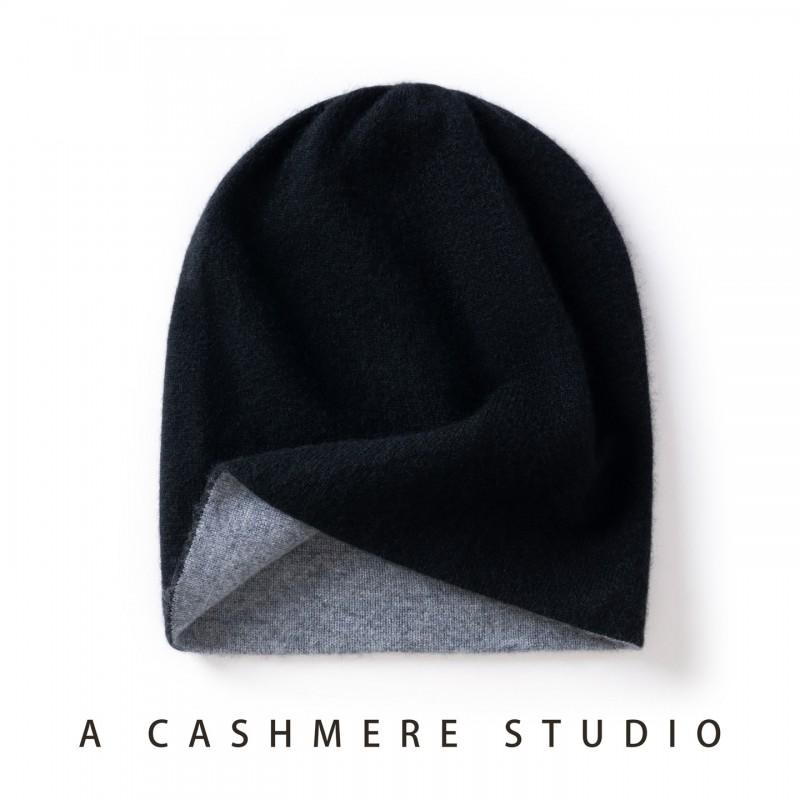 Double-Sided Cashmere Beanie Hat Men Women Winter Warm Knit Cap With Neck Protection